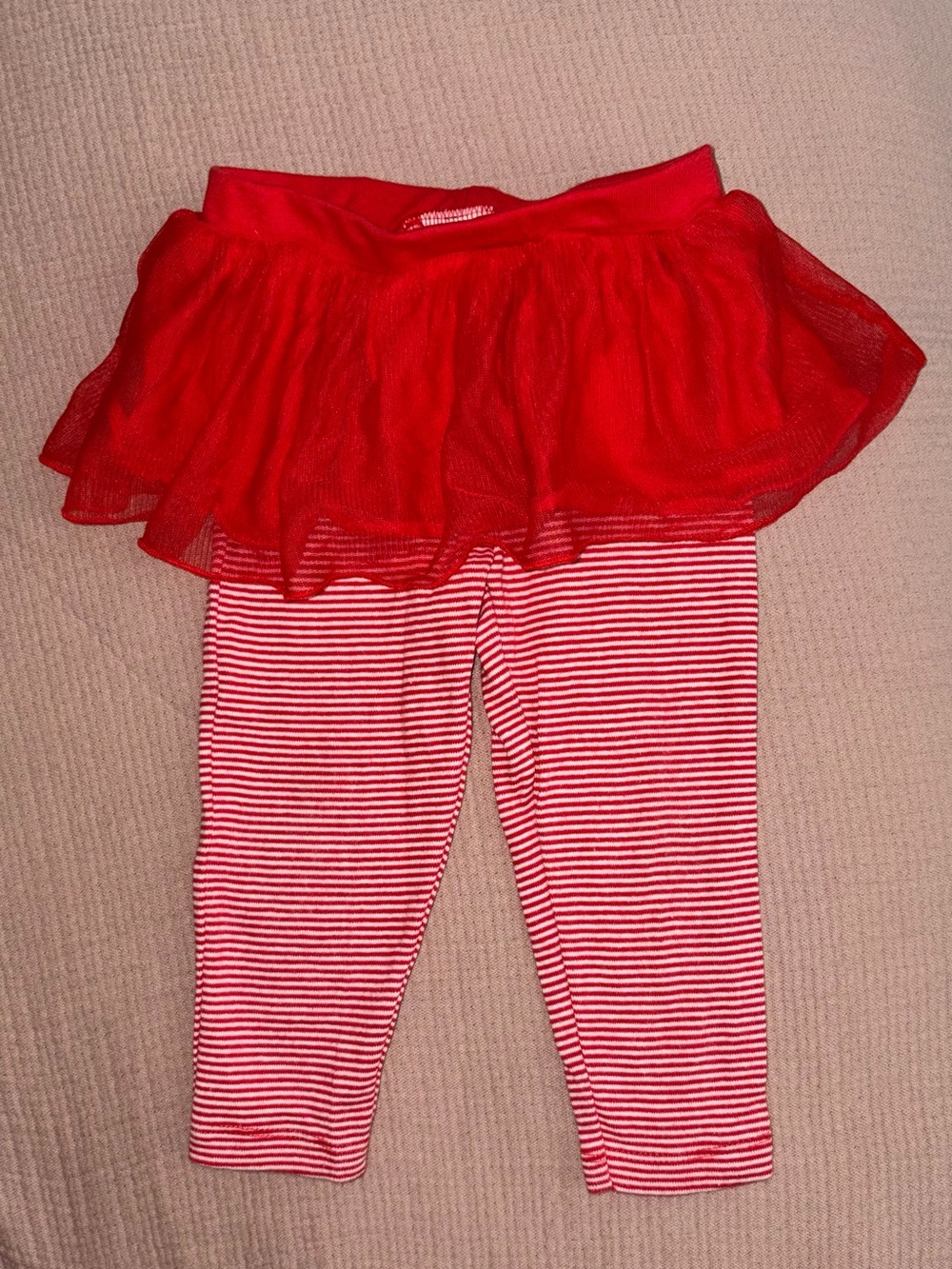 Carter's Red Tulle Skirted Striped Leggings